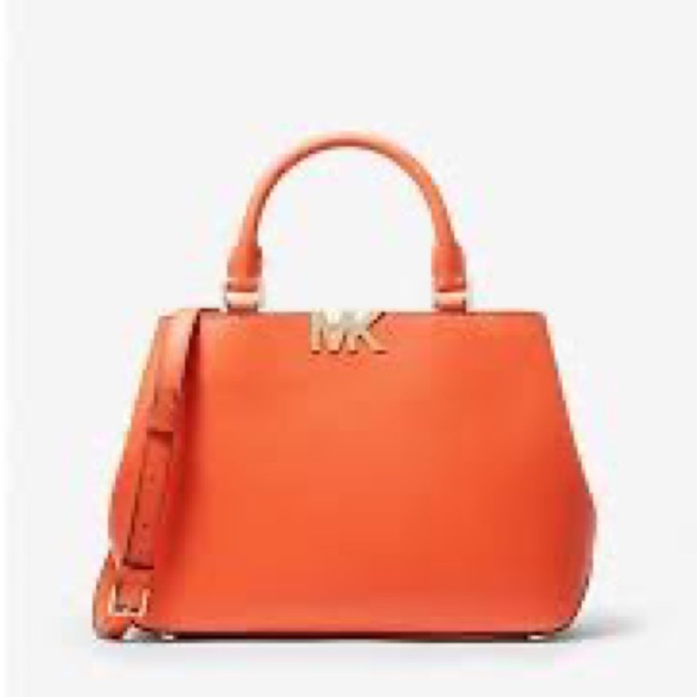 Michael Kors Florence Saffiano leather MD Satchel HandBag orange